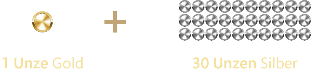Ergebnis der Gold-Silber-Strategie: 1 Unze Gold plus 30 Unzen Silber